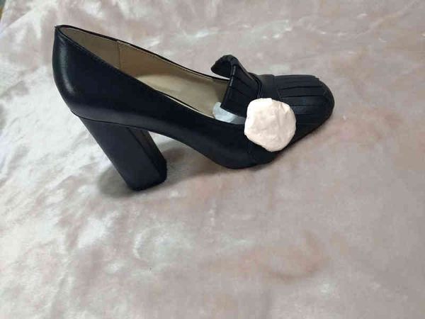 high-heeled boat classic shoe designer leather thick heel high heels 100% cowhide tassels round head metal button women little bee dress, Black
high-heeled boat classic shoe designer leather thick heel high heels 100% cowhide tassels round head metal button women little bee dress, Black