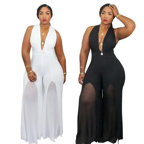 women plus size xl-5xl jumpsuit halter v-neck sleeveless straight rompers one piece overalls club wide leg mesh playsuit women's jumpsu, Black;white
women plus size xl-5xl jumpsuit halter v-neck sleeveless straight rompers one piece overalls club wide leg mesh playsuit women's jumpsu, Black;white