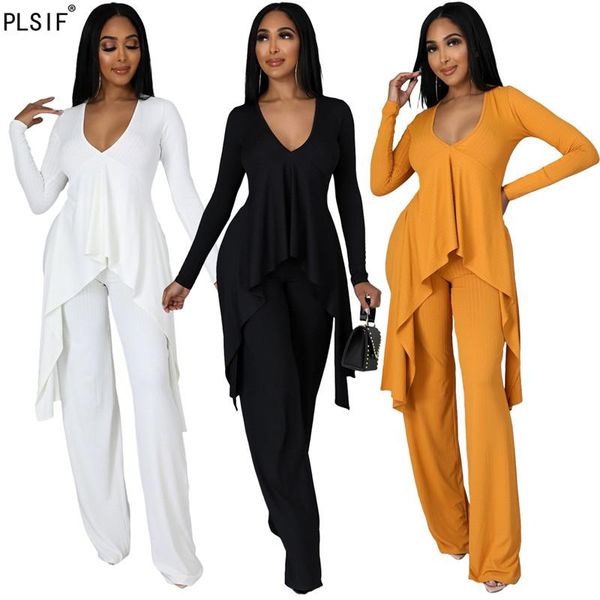 women's two piece pants women solid color long sleeve v-neck ruffled jacket slim trousers street fashion set winter, White
women's two piece pants women solid color long sleeve v-neck ruffled jacket slim trousers street fashion set winter, White