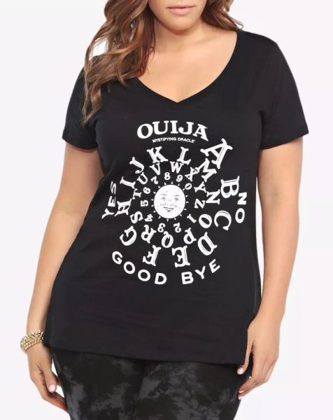Torrid Plus Size OUIJA BOARD Graphic Womens V-Neck T-Shirt NWT Licensed, White;black
Torrid Plus Size OUIJA BOARD Graphic Womens V-Neck T-Shirt NWT Licensed, White;black