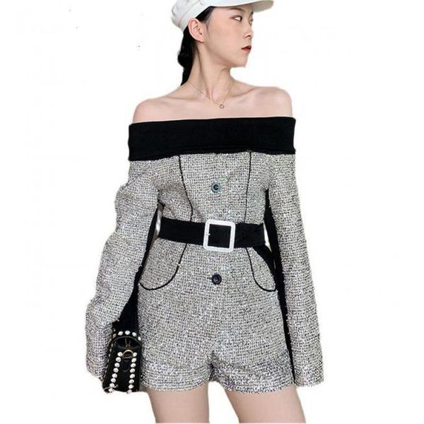 women's two piece pants women coats sets slash neck color matching high waist short set 2021 fashion clothes, White
women's two piece pants women coats sets slash neck color matching high waist short set 2021 fashion clothes, White