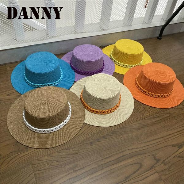 wide brim hats summer panama woman straw hat color chain fashion ladies temperament vacation female, Blue;gray
wide brim hats summer panama woman straw hat color chain fashion ladies temperament vacation female, Blue;gray