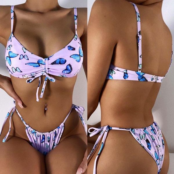 women's swimwear traje de baño 2021bufferfly print swimming suit for women micro bikini bandage fabric push-up pad set, White;black
women's swimwear traje de baño 2021bufferfly print swimming suit for women micro bikini bandage fabric push-up pad set, White;black