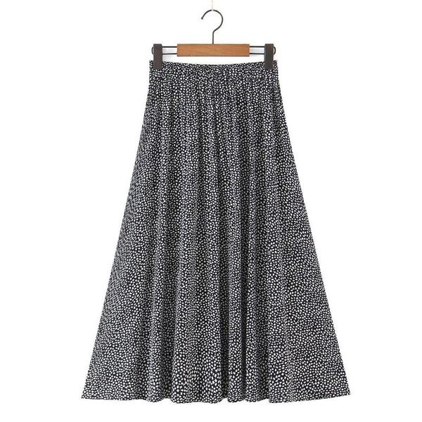 skirts 2021 spring express street fashion women's printed pleated skirt, Black