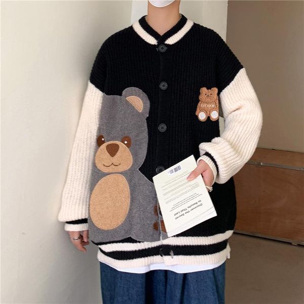 men's sweaters cartoon cardigan sweater male high street tide brand hip hop trend loose casual couple knitted korean clothes, White;black
men's sweaters cartoon cardigan sweater male high street tide brand hip hop trend loose casual couple knitted korean clothes, White;black