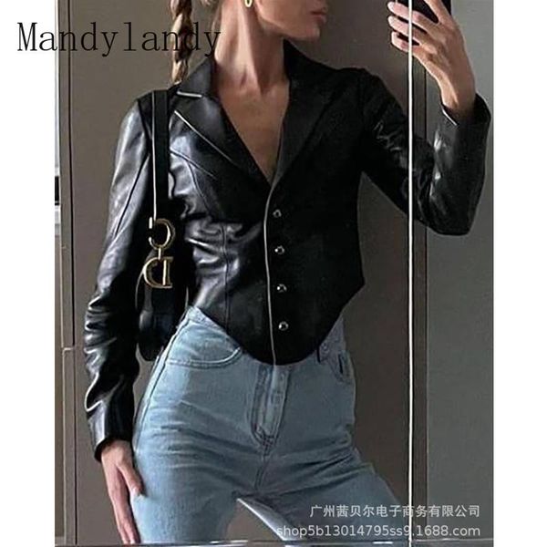 women's suits & blazers mandylandy simple notched pu leather short women fashion office lady jackets elegant single breasted, White;black
women's suits & blazers mandylandy simple notched pu leather short women fashion office lady jackets elegant single breasted, White;black