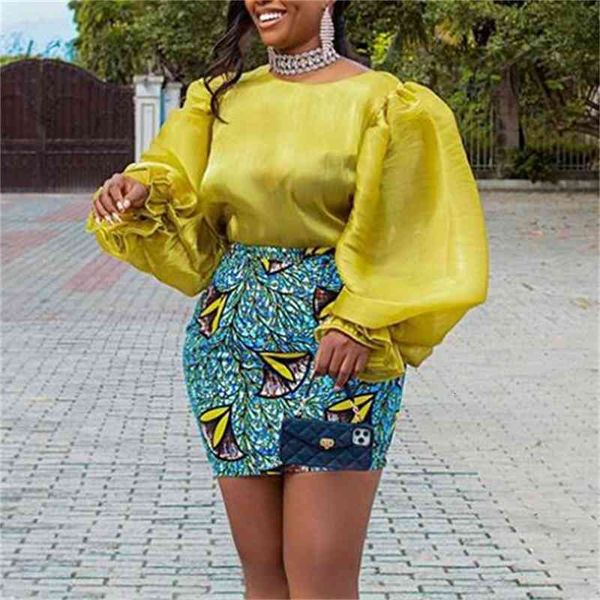 women's blouses & shirts women two pieces set transparent blouse with printed pencil mini skirt elegant office ladies work we, White 
women's blouses & shirts women two pieces set transparent blouse with printed pencil mini skirt elegant office ladies work we, White