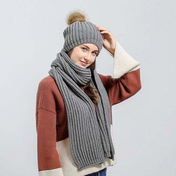 women fur pom ball beanie hats and scarf set warm knitted hat winter ski skullies bonnet homme female beanie/skull caps, Blue;gray
women fur pom ball beanie hats and scarf set warm knitted hat winter ski skullies bonnet homme female beanie/skull caps, Blue;gray