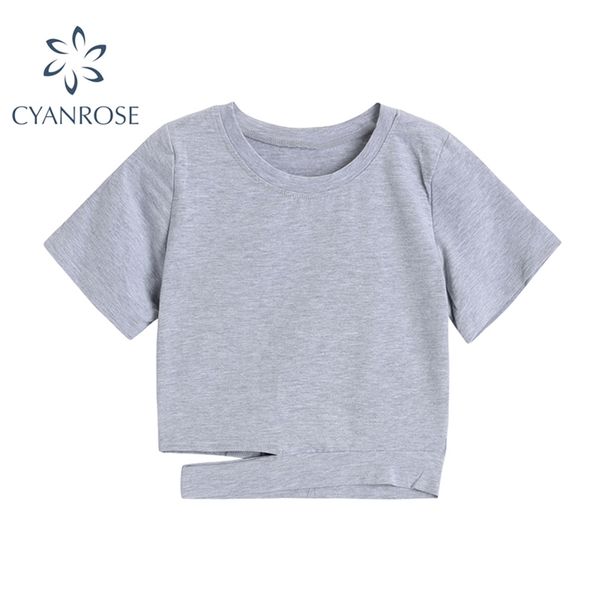 high waist split crop tees women crewneck short sleeve summer streetwear basic t shirt gray&black korean e-girl 210430, White
high waist split crop tees women crewneck short sleeve summer streetwear basic t shirt gray&black korean e-girl 210430, White