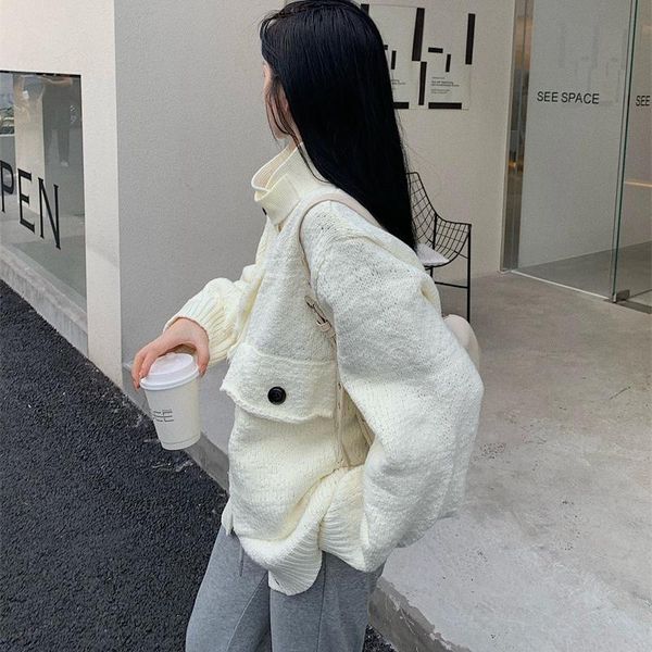 women's jackets 2021 clothing casual knitting coat women korean style short fashion loose high collar solid color sweater, Black;brown
women's jackets 2021 clothing casual knitting coat women korean style short fashion loose high collar solid color sweater, Black;brown