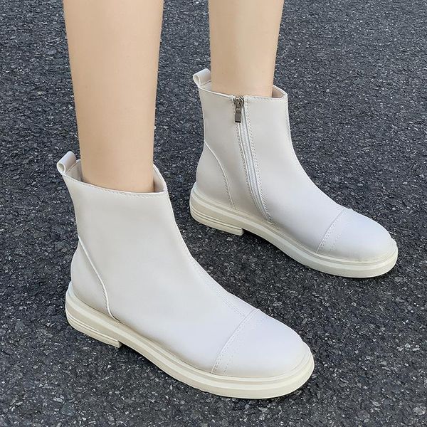 boots women's 2021 trend leather flat bottom short korean version versatile british top, Black
boots women's 2021 trend leather flat bottom short korean version versatile british top, Black