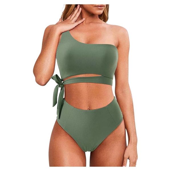 women's swimwear 2021 solid color bikini ladies fashion one-shoulder high waist split, White;black
women's swimwear 2021 solid color bikini ladies fashion one-shoulder high waist split, White;black