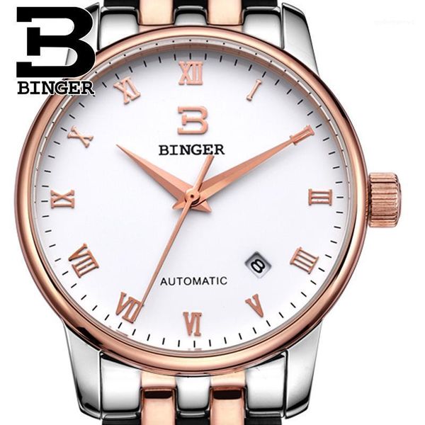 switzerland watches men 18k gold wristwatches binger business mechanical full stainless steel b5005a-7, Slivery;brown
switzerland watches men 18k gold wristwatches binger business mechanical full stainless steel b5005a-7, Slivery;brown