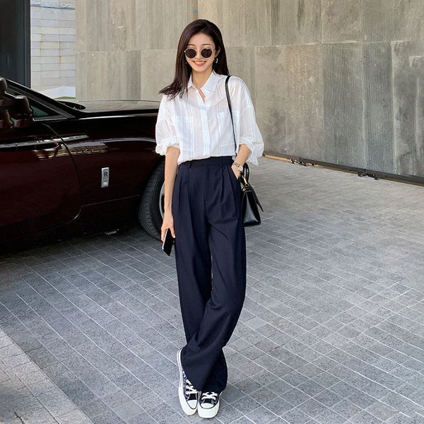 spring/summer bao blue pants women's loose-fitting trousers thin trousers show thin high-waisted broad-legged pants 210522, Black;white
spring/summer bao blue pants women's loose-fitting trousers thin trousers show thin high-waisted broad-legged pants 210522, Black;white