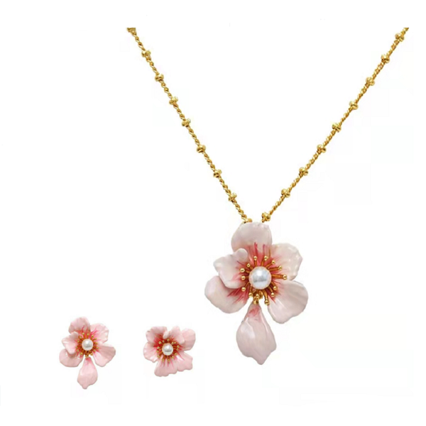 earrings & necklace fashion romantic flowers environmentally friendly electroplated gold enamel neklace two piece set, Silver
earrings & necklace fashion romantic flowers environmentally friendly electroplated gold enamel neklace two piece set, Silver