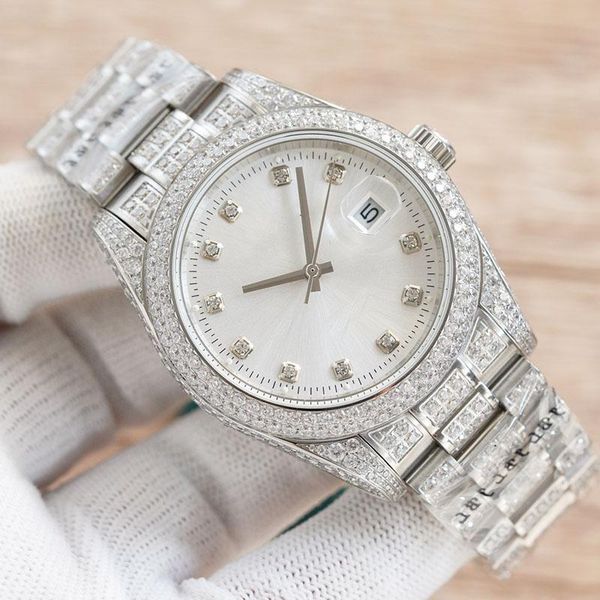 full diamond mens watch automatic mechanical wristwatch 41mm sapphire mirror stainless steel strap classic watches, Slivery;brown
full diamond mens watch automatic mechanical wristwatch 41mm sapphire mirror stainless steel strap classic watches, Slivery;brown