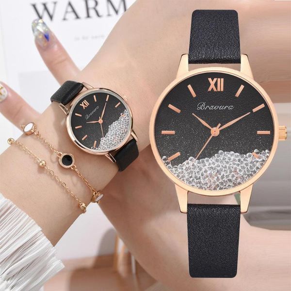 wristwatches bravura brand 2pcs set watches for women luxury ladies leather bracelet watch removable rhinestones black clock, Slivery;brown
wristwatches bravura brand 2pcs set watches for women luxury ladies leather bracelet watch removable rhinestones black clock, Slivery;brown