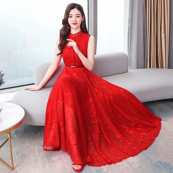 casual dresses 2021 summer trendy slim chiffon long women's dress sleeveless elegant temperament single breasted maxi party zh1198, Black;gray
casual dresses 2021 summer trendy slim chiffon long women's dress sleeveless elegant temperament single breasted maxi party zh1198, Black;gray