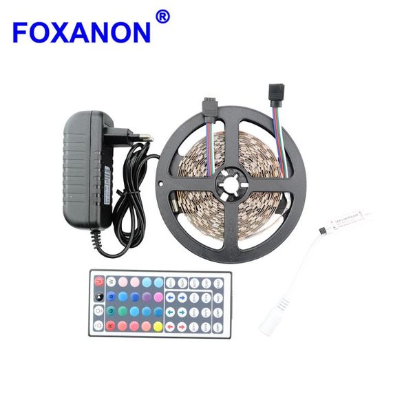 foxaon dc 12v led strip 5m smd 2835 leds rgb decoration lamps flexible light + 44key ir remoter 3a power night lighting strips
foxaon dc 12v led strip 5m smd 2835 leds rgb decoration lamps flexible light + 44key ir remoter 3a power night lighting strips