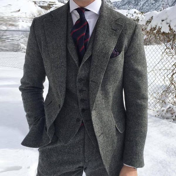 men's suits & blazers tweed wool wedding for men grey herringbone smoing business peaked lapel jacket+vest+pants terno masculino traje, White;black
men's suits & blazers tweed wool wedding for men grey herringbone smoing business peaked lapel jacket+vest+pants terno masculino traje, White;black