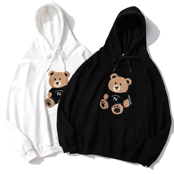 men's hoodies & sweatshirts and women's hooded sweatshirts, large street clothes with bear flocking prints, sweaters harajuku, aut, Black
men's hoodies & sweatshirts and women's hooded sweatshirts, large street clothes with bear flocking prints, sweaters harajuku, aut, Black