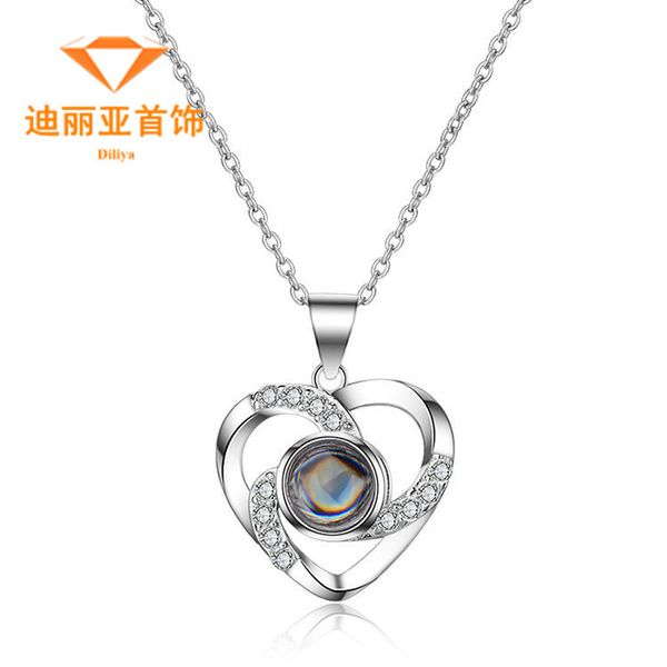 925 sterling sier love pendant projection 100 languag i love you net red necklace valentine's day gift, White
925 sterling sier love pendant projection 100 languag i love you net red necklace valentine's day gift, White