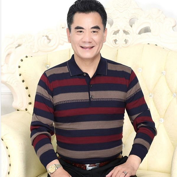 middle aged and elderly autumn 40-50-60 years old striped lapel dad's thin men's long sleeve t-shirt, Black
middle aged and elderly autumn 40-50-60 years old striped lapel dad's thin men's long sleeve t-shirt, Black