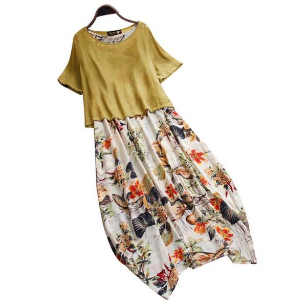casual dresses 2021 women vintage summer printing patchwork o-neck two pieces plus size pockets maxi linen dress sukienka, Black;gray
casual dresses 2021 women vintage summer printing patchwork o-neck two pieces plus size pockets maxi linen dress sukienka, Black;gray