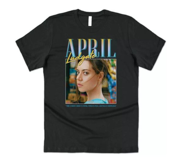 april ludgate t-shirt tee funny parks and rec tv show retro 90's recreation, White;black
april ludgate t-shirt tee funny parks and rec tv show retro 90's recreation, White;black