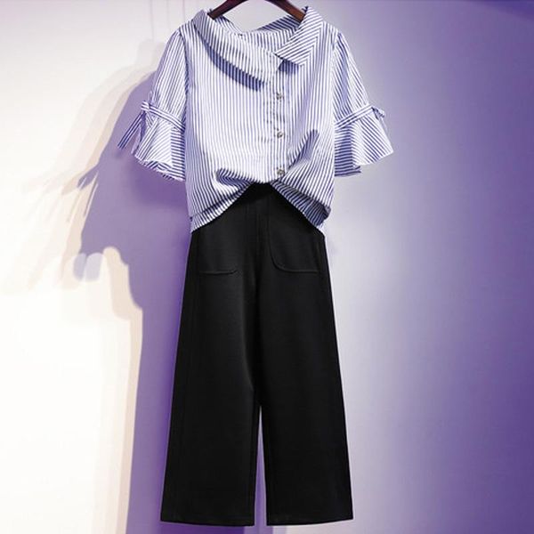 women's two piece pants plus size women summer shirt suit 2021 casual short sleeved striped loose wide- leg fashion clothes 2 sets big, White
women's two piece pants plus size women summer shirt suit 2021 casual short sleeved striped loose wide- leg fashion clothes 2 sets big, White