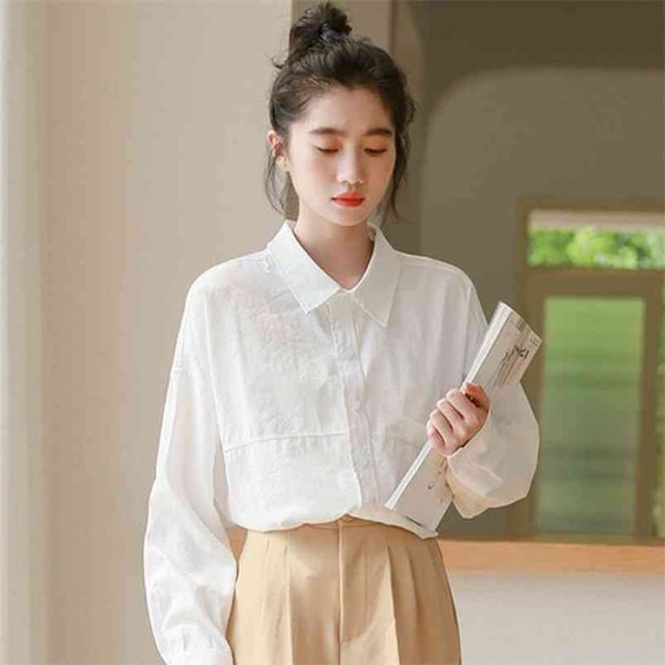 spring autumn preppy style women long sleeve white shirt all-matched casual cotton loose blouse ladies s471 210512
spring autumn preppy style women long sleeve white shirt all-matched casual cotton loose blouse ladies s471 210512