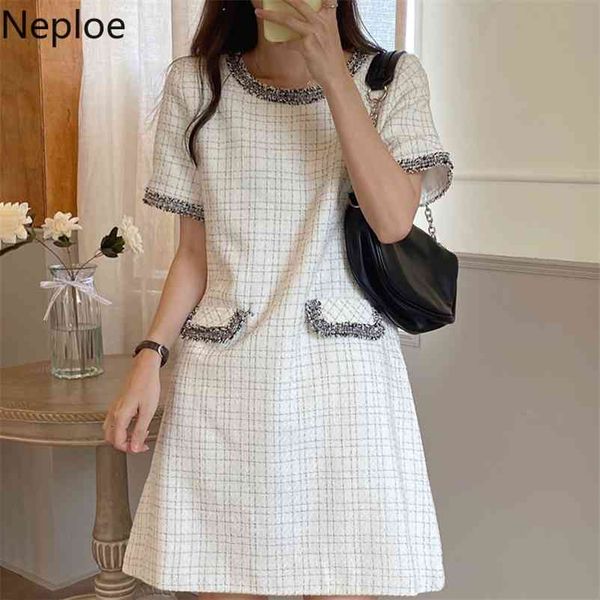 french round neck plaid ladies dress short sleeve loose dresses women summer fashion women's vestidos 1f421 210422, Black;gray
french round neck plaid ladies dress short sleeve loose dresses women summer fashion women's vestidos 1f421 210422, Black;gray