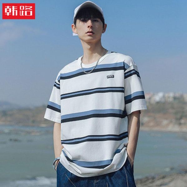 men's t-shirts 2021 loose fitting black and white stripe round neck t-shirt, White;black
men's t-shirts 2021 loose fitting black and white stripe round neck t-shirt, White;black