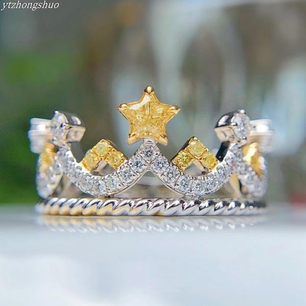 fashion crown rings with stars yellow zircon two color jewelry women's wedding party luxury exquisite accessories gifts, Slivery;golden
fashion crown rings with stars yellow zircon two color jewelry women's wedding party luxury exquisite accessories gifts, Slivery;golden