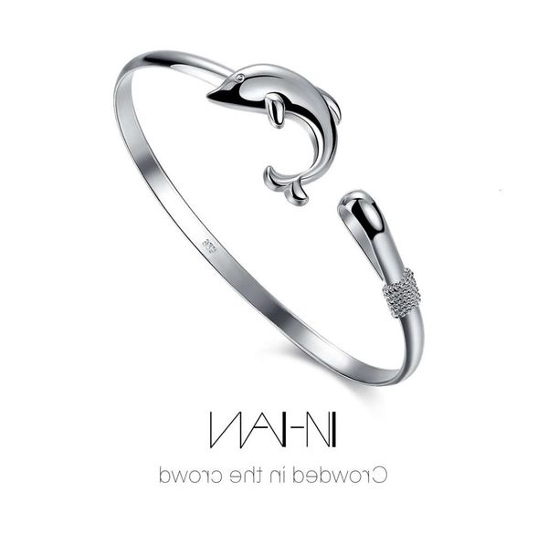 hand catenary silver single line dolphin hand personalized accessories bracelet, Golden;silver