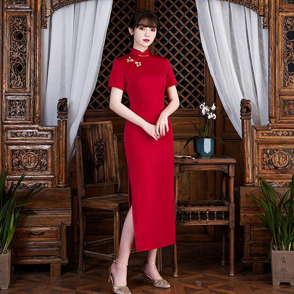 ethnic clothing satin female cheongsam vintage button short sleeve qipao chinese style mandarin collar evening party dress summer vesti, Red
ethnic clothing satin female cheongsam vintage button short sleeve qipao chinese style mandarin collar evening party dress summer vesti, Red