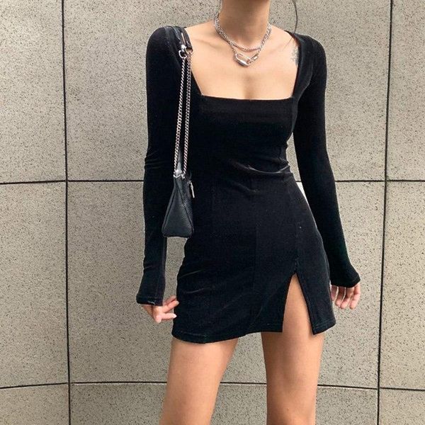 velvet women dress bodycon modis soild autumn winter 2021 elegent split femme dresses party long sleeve gothic clothes casual, Black;gray
velvet women dress bodycon modis soild autumn winter 2021 elegent split femme dresses party long sleeve gothic clothes casual, Black;gray