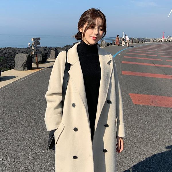 women's wool & blends kmetram winter jacket women fashion woolen coat female korean long trench outwear manteau femme mn01, Black
women's wool & blends kmetram winter jacket women fashion woolen coat female korean long trench outwear manteau femme mn01, Black