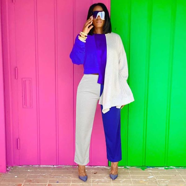 two piece dress fall winter grey blue hit color stitching irregular sportsuit long sleeve women club 2pieces set fashion street outfits, White
two piece dress fall winter grey blue hit color stitching irregular sportsuit long sleeve women club 2pieces set fashion street outfits, White