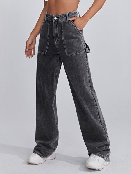 high waist wide leg jeans u2ep#, Blue