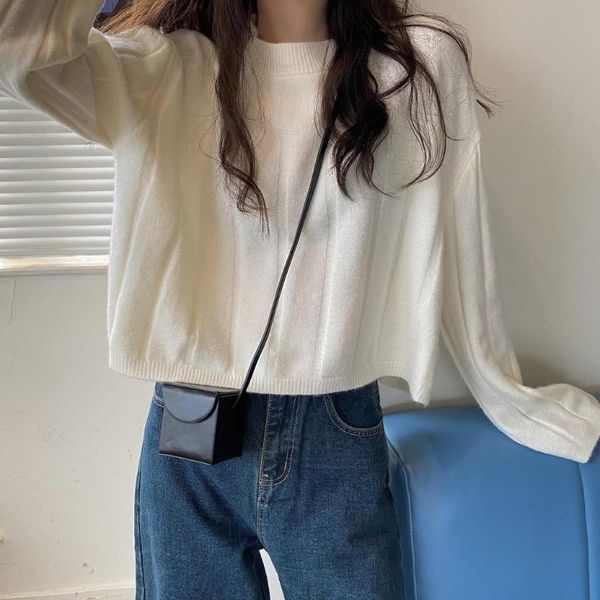 women's sweaters spring and autumn 2021 , pullover knitted for women, lazy style, korean version of loose short sweater students, White;black
women's sweaters spring and autumn 2021 , pullover knitted for women, lazy style, korean version of loose short sweater students, White;black