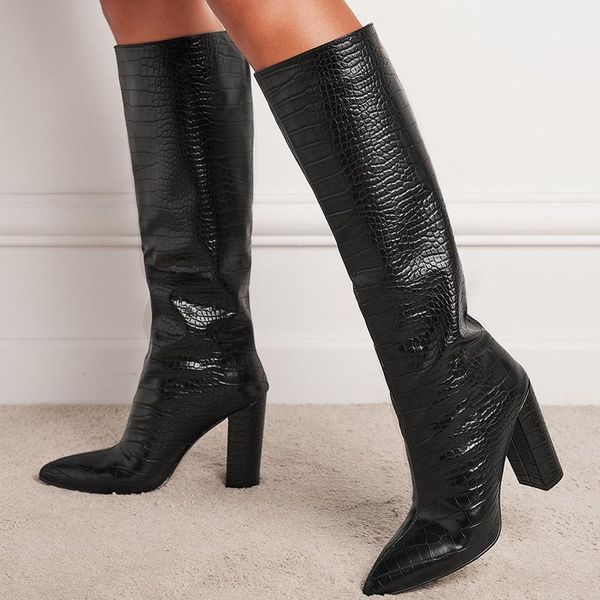 boots stylish buckle chain design over the knee women pointed toe chunky high heel sock shoes brand knitting stretch botas, Black
boots stylish buckle chain design over the knee women pointed toe chunky high heel sock shoes brand knitting stretch botas, Black