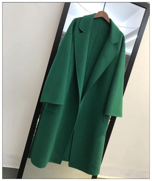 women's wool & blends korean ulzzang double-sided handmade coat lace up thin white peacock green cashmere female, Black
women's wool & blends korean ulzzang double-sided handmade coat lace up thin white peacock green cashmere female, Black