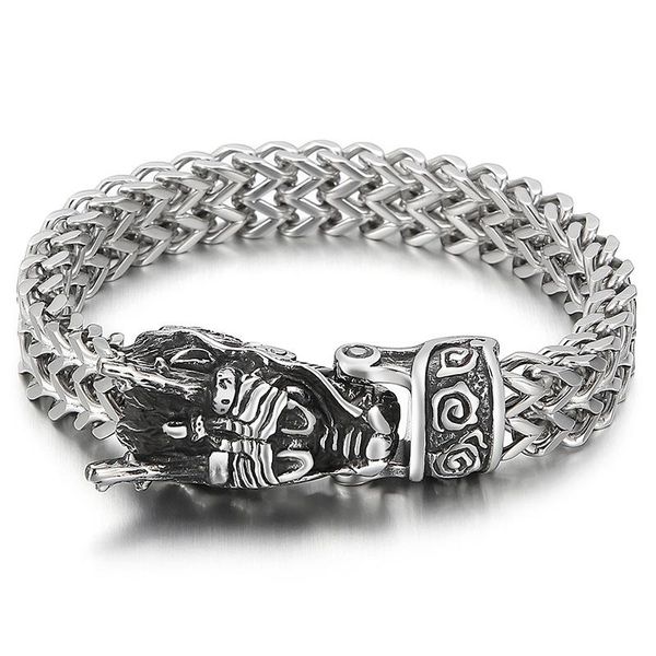 charm bracelets retro drogon chain wrist for men silver color stainless steel male bangle fashion pulsera jewelry accessory 2021, Golden;silver
charm bracelets retro drogon chain wrist for men silver color stainless steel male bangle fashion pulsera jewelry accessory 2021, Golden;silver