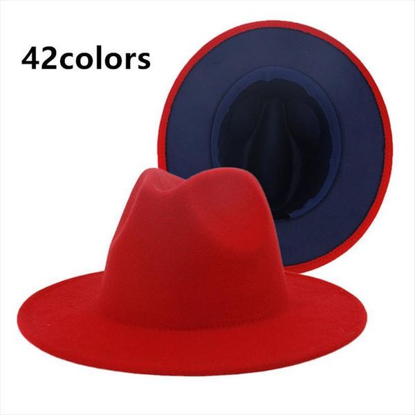 womens hat double patchwork different color wide brim church men caps panama street fedora hats sombreros de mujer, Blue;gray
womens hat double patchwork different color wide brim church men caps panama street fedora hats sombreros de mujer, Blue;gray