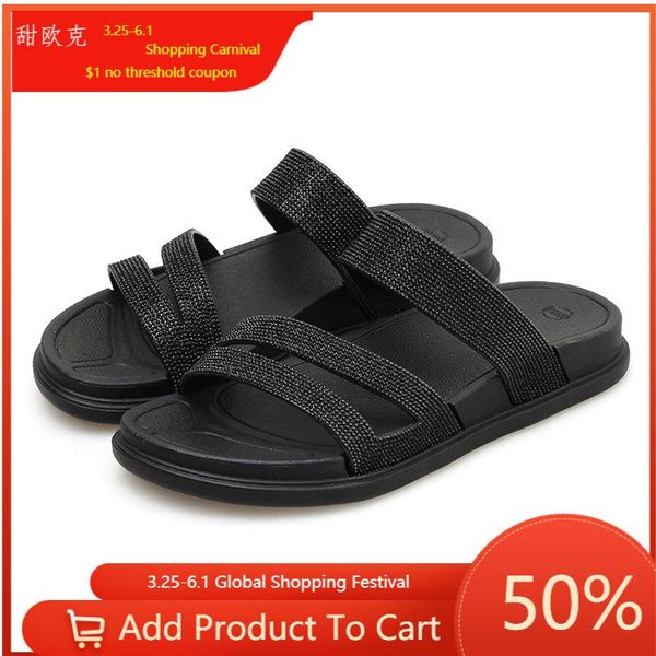 summer women's shoes wear cool slippers casual versatile flat heel slip resistant comfortable women, Black
summer women's shoes wear cool slippers casual versatile flat heel slip resistant comfortable women, Black