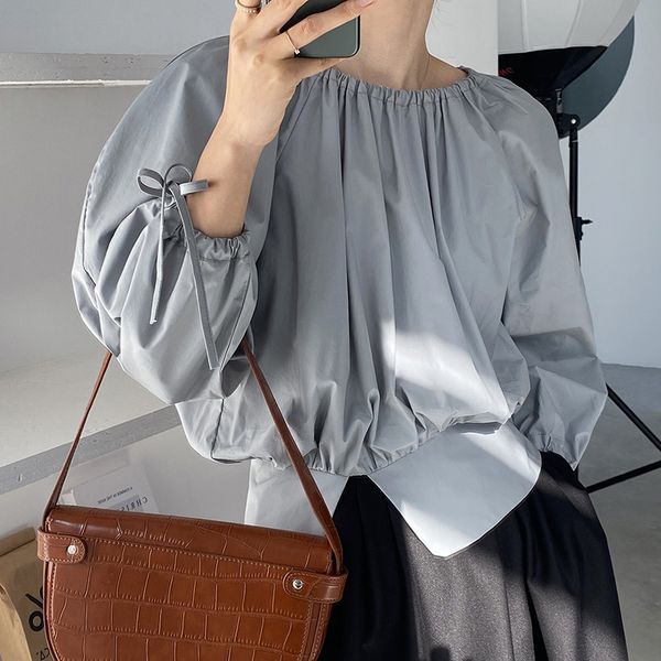 two piece dress spring lace up pure color cotton woman blouses round neck lantern sleeve ruched short side split chic women s, White
two piece dress spring lace up pure color cotton woman blouses round neck lantern sleeve ruched short side split chic women s, White