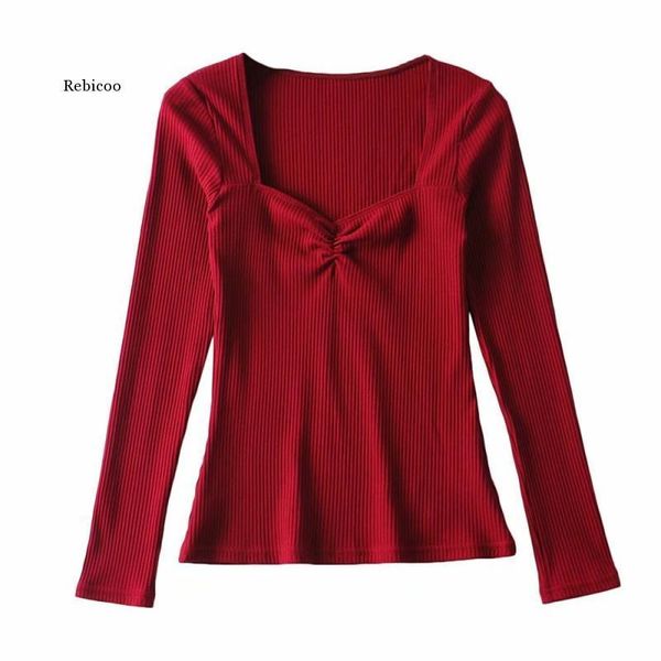 elegant solid color wrinkle shirt harajuku long sleeve square neck t-shirt streetwear ladies slim women's, White
elegant solid color wrinkle shirt harajuku long sleeve square neck t-shirt streetwear ladies slim women's, White