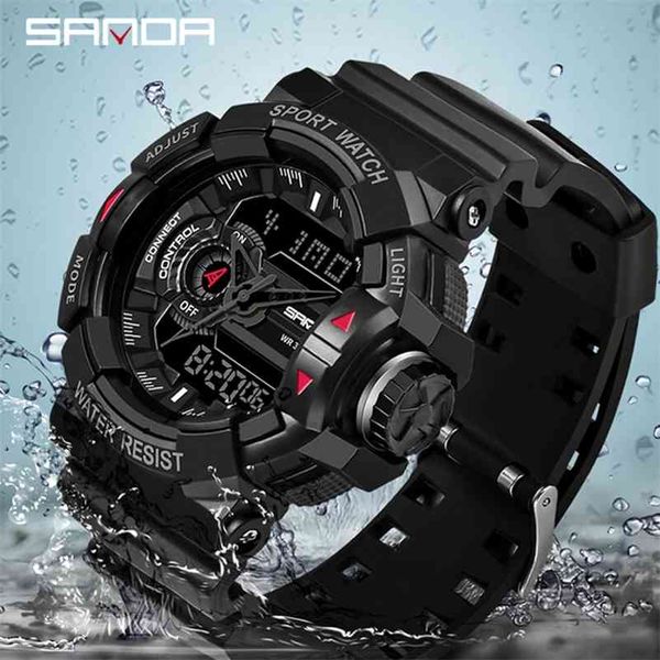 

sanda 599 military men's watch brand luxury waterproof sport wristwatch fashion quartz clock male watch relogio masculino 210329, Slivery;brown
