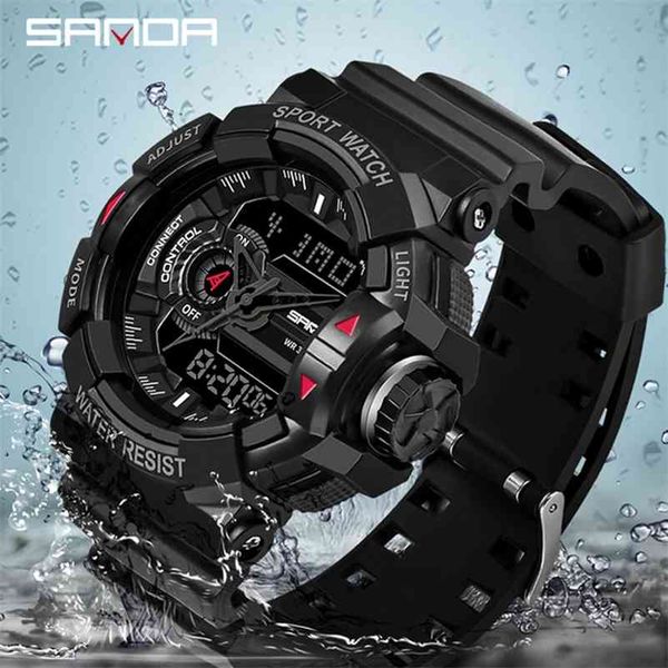 

sanda 599 military men's watch brand luxury waterproof sport wristwatch fashion quartz clock male watch relogio masculino 210329, Slivery;brown